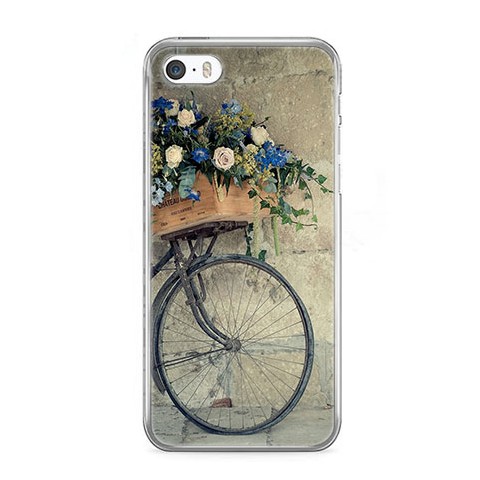 Etui na telefon iPhone SE - rower z kwiatami.