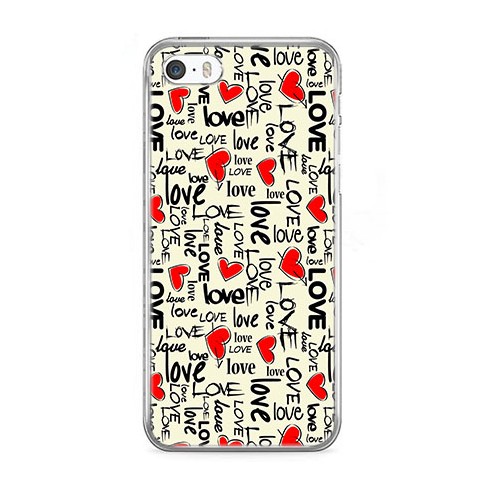 Etui na telefon iPhone SE - czerwone serduszka Love.