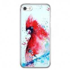 Etui na telefon iPhone SE - czerwona papuga watercolor.