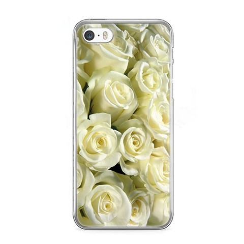 Etui na telefon iPhone SE - białe róże.