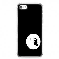 Etui na telefon iPhone SE - czarny kotek.