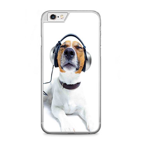 Etui na telefon iPhone 6 / 6s - pies słuchający muzyki.