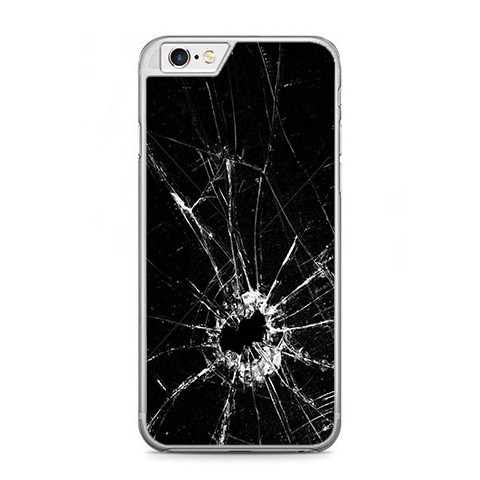 Etui na telefon iPhone 6 / 6s - czarna rozbita szyba.