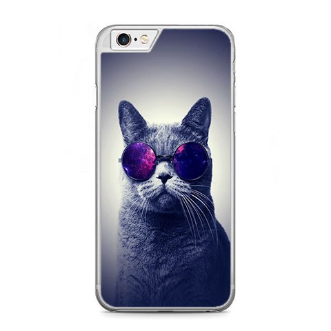 Etui na telefon iPhone 6 / 6s - kot w okularach galaktyka.