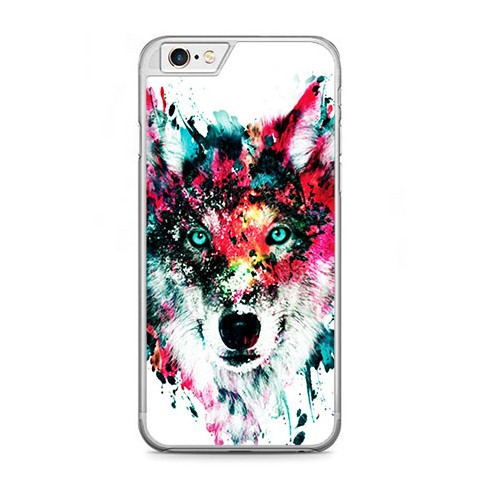 Etui na telefon iPhone 6 / 6s - głowa wilka watercolor.