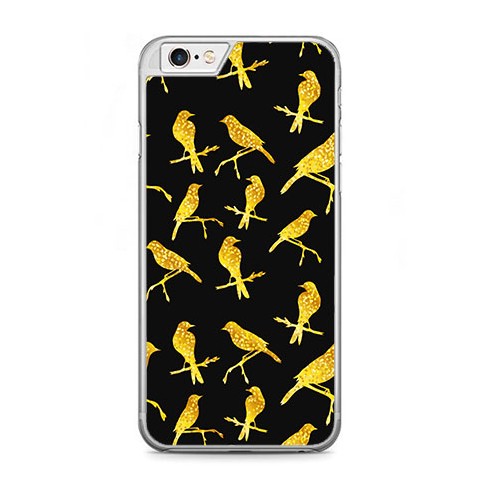 Etui na telefon iPhone 6 / 6s - złote ptaszki.