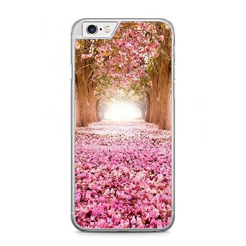 Etui na telefon iPhone 6 / 6s - różowe liście w parku.