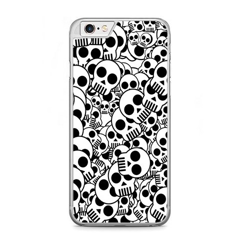 Etui na telefon iPhone 6 / 6s - czarno - białe czaszki.