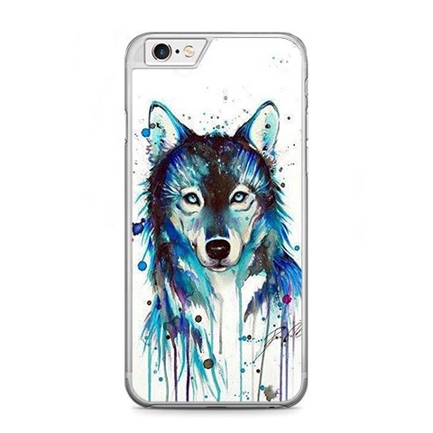 Etui na telefon iPhone 6 / 6s - niebieski wilk watercolor.