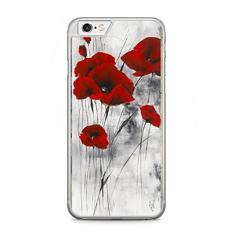 Etui na telefon iPhone 6 Plus / 6s Plus - czerwone kwiaty maki.