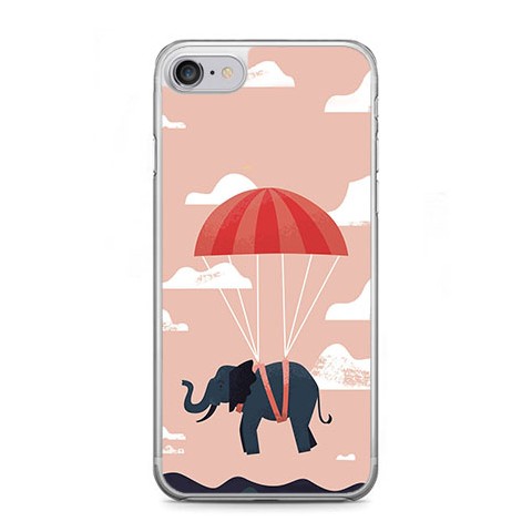 Etui na telefon iPhone 7 - słoń na spadochronie.