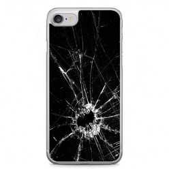 Etui na telefon iPhone 7 - czarna rozbita szyba.