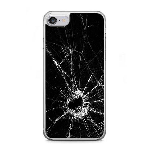 Etui na telefon iPhone 7 - czarna rozbita szyba.