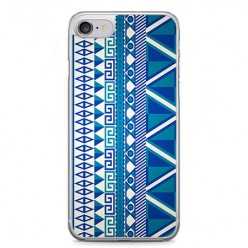 Etui na telefon iPhone 7 - niebieski wzór aztecki.