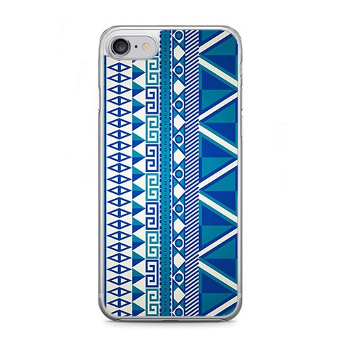 Etui na telefon iPhone 7 - niebieski wzór aztecki.