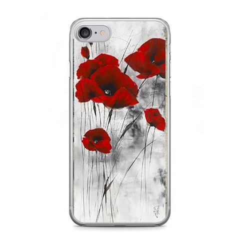 Etui na telefon iPhone 7 - czerwone kwiaty maki.