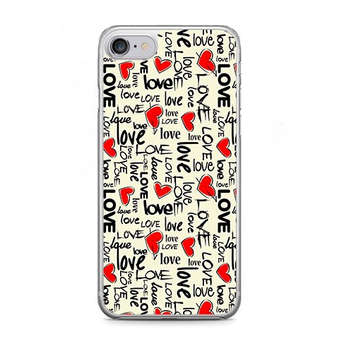 Etui na telefon iPhone 7 - czerwone serduszka Love.