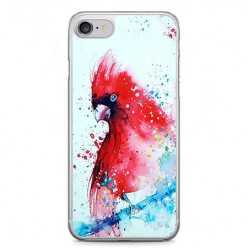 Etui na telefon iPhone 7 - czerwona papuga watercolor.