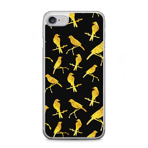 Etui na telefon iPhone 7 - złote ptaszki.