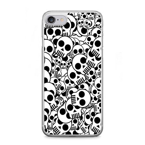 Etui na telefon iPhone 7 - czarno - białe czaszki.