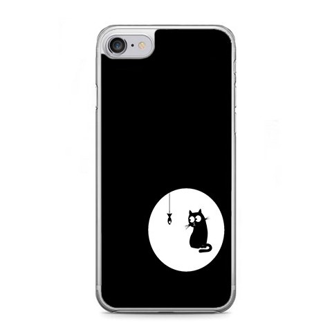 Etui na telefon iPhone 7 - czarny kotek.