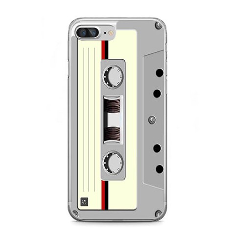 Etui na telefon iPhone 7 Plus - kaseta retro - biała.