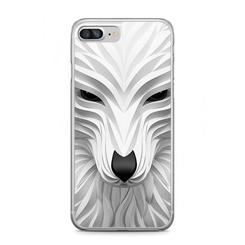 Etui na telefon iPhone 7 Plus - biały wilk 3d.