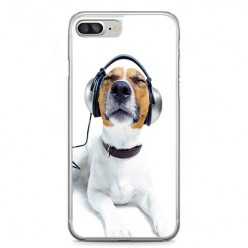 Etui na telefon iPhone 7 Plus - pies słuchający muzyki.