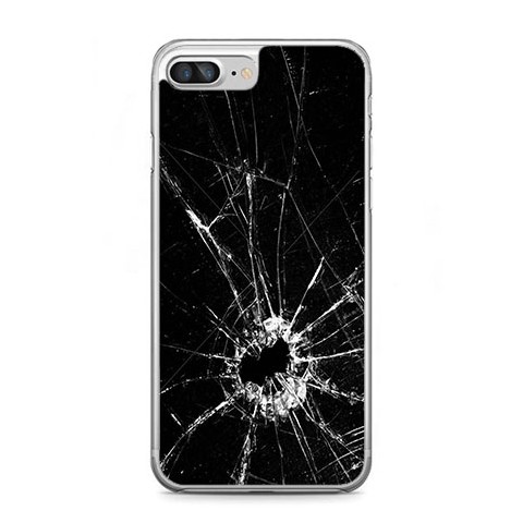 Etui na telefon iPhone 7 Plus - czarna rozbita szyba.