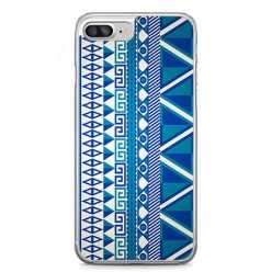 Etui na telefon iPhone 7 Plus - niebieski wzór aztecki.