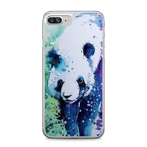 Etui na telefon iPhone 7 Plus - miś panda watercolor.