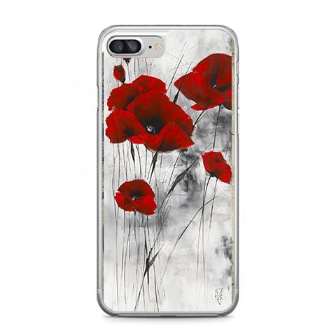 Etui na telefon iPhone 7 Plus - czerwone kwiaty maki.