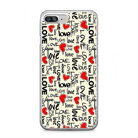 Etui na telefon iPhone 7 Plus - czerwone serduszka Love.