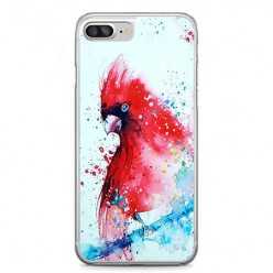 Etui na telefon iPhone 7 Plus - czerwona papuga watercolor.