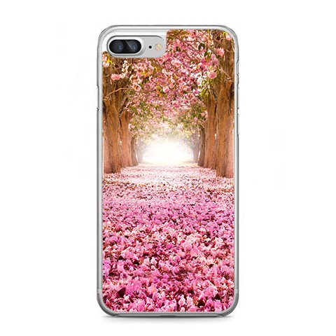 Etui na telefon iPhone 7 Plus - różowe liącie w parku.