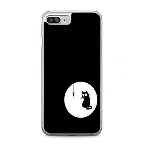 Etui na telefon iPhone 7 Plus - czarny kotek.