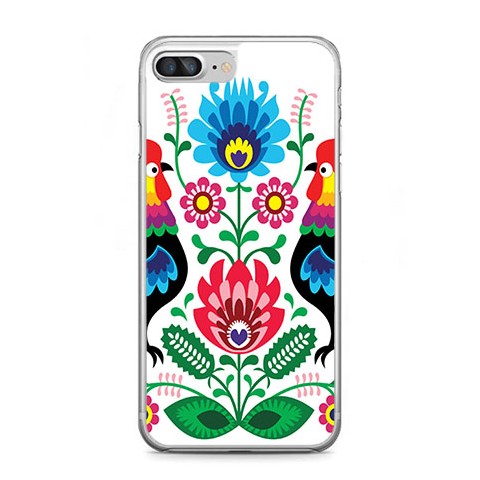 Etui na telefon iPhone 7 Plus - łowickie wzory kwiaty.