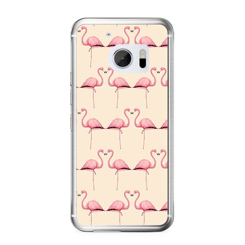 Etui na telefon HTC 10 - różowe flamingi.