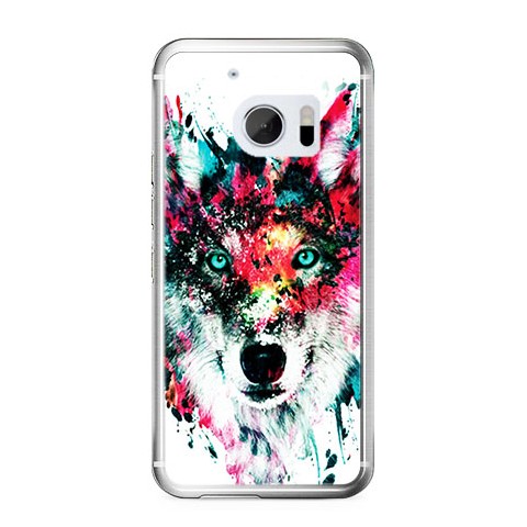Etui na telefon HTC 10 - głowa wilka watercolor.