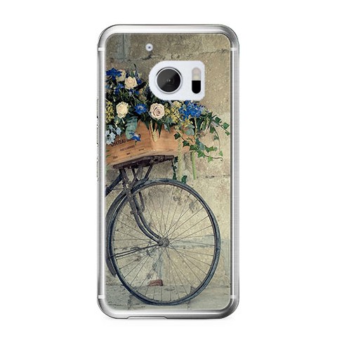Etui na telefon HTC 10 - rower z kwiatami.