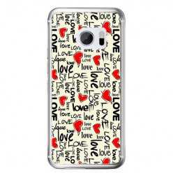 Etui na telefon HTC 10 - czerwone serduszka Love.
