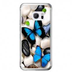 Etui na telefon HTC 10 - niebieskie motyle.