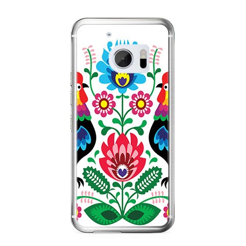 Etui na telefon HTC 10 - łowickie wzory kwiaty.