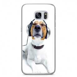 Etui na telefon Samsung Galaxy S7 - pies słuchający muzyki.