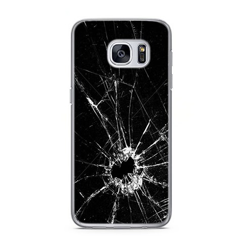 Etui na telefon Samsung Galaxy S7 - czarna rozbita szyba.