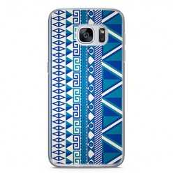 Etui na telefon Samsung Galaxy S7 - niebieski wzór aztecki.