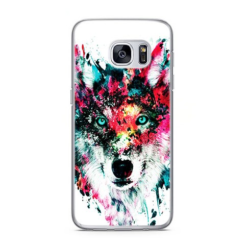 Etui na telefon Samsung Galaxy S7 - głowa wilka watercolor.