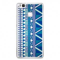 Etui na telefon Huawei P9 Lite - niebieski wzór aztecki.