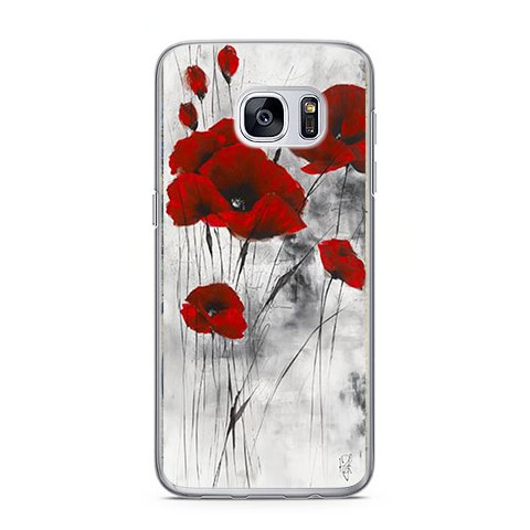 Etui na telefon Samsung Galaxy S7 - czerwone kwiaty maki.