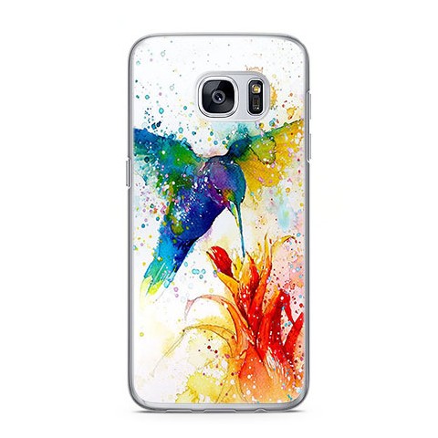 Etui na telefon Samsung Galaxy S7 - niebieski koliber watercolor.